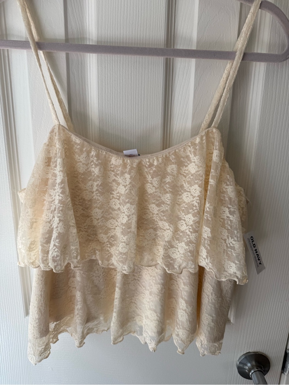 Old Navy Cream Lace Double-Layer Ruffle Cami